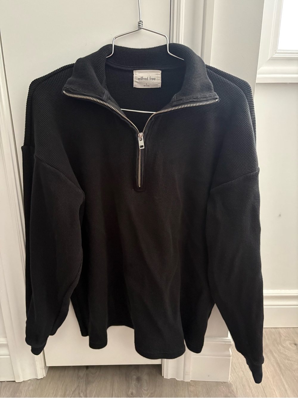 Artizia Black Quarter-Zip Waffle Knit Sweater